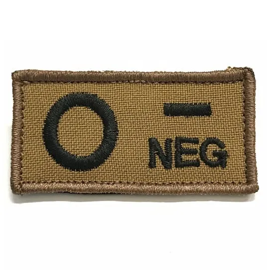 ASN – EMB Velcro Blood Type Patch O-Neg · Tan / FDE