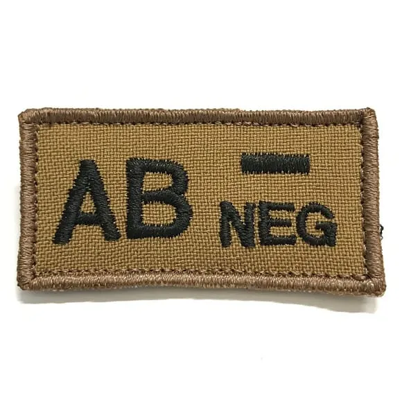 ASN – EMB Velcro Blood Type Patch AB-Neg · Tan / FDE