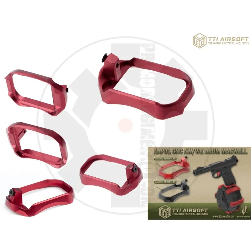 TTI Airsoft CNC Drum Magwell for AAP01 · Rojo