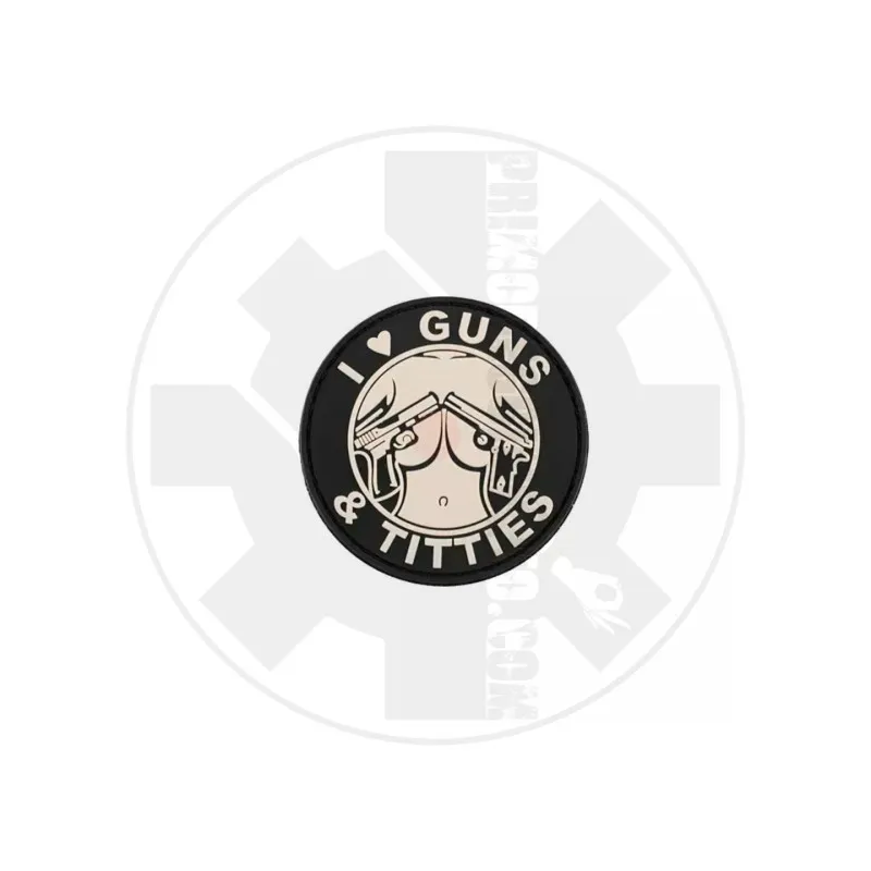 FMA Airsoft I Love Guns & Titties - PATCH · Blanco