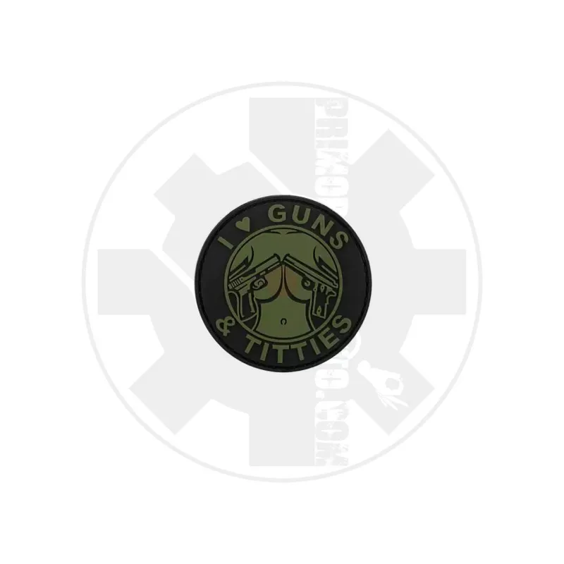 FMA Airsoft I Love Guns & Titties - PATCH · Verde / OD