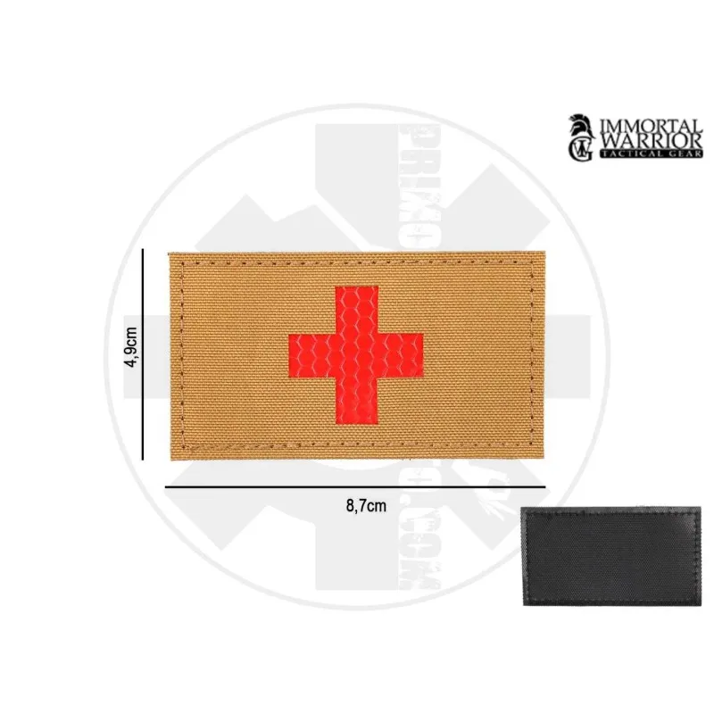 Immortal Warrior Cross - Reflective patchTan · Red red