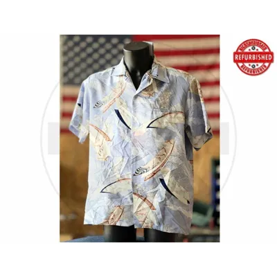 Camicia Hawaiana Geometrica Azzurra XL USATO - vario