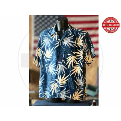 Camicia Hawaiana Foglie Blu 2XL USATO - vario
