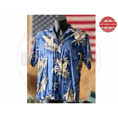 Camicia Hawaiana Blu Foglie L USATO - vario