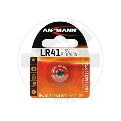 Blister 1 Pila Alkalina Bottone LR41 (AG3 / V3GA) 1,5V - Ansmann