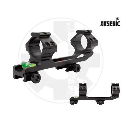 Double 30mm Mount with Weaver and Bubble Level - Arsenic