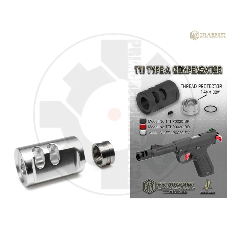 TTI Airsoft AAP01 Typa-A Compensator 14mm CCW · Plata