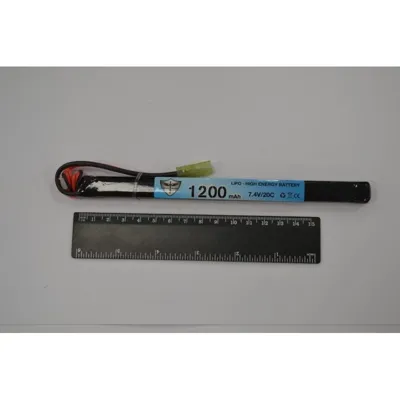 1200mAh LIPO 7.4V 20C Super Slim Stick 10 x 15 x 169mm - Black Storm