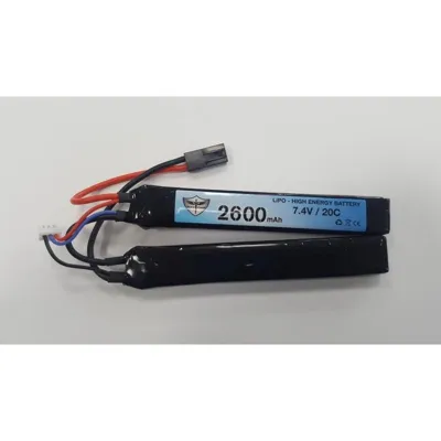 2600mAh LIPO 7.4V 20C Nunchuck 12.5x21x128mm x 2 - Black Storm