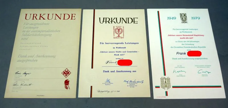 DDR Oorkondes, 3x Van Dezelfde Persoon