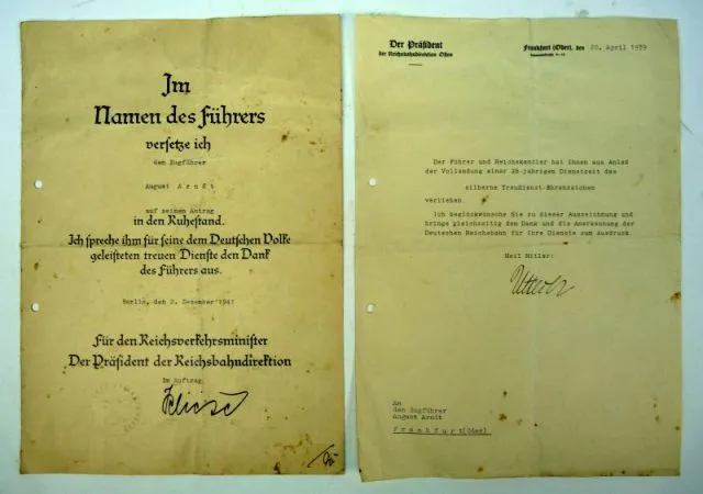 2x Reichsbahn Oorkonde Van 1 Persoon