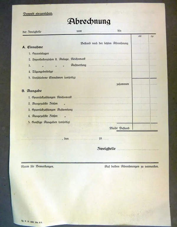 Document,,Abrechnung,, Reichsmark Periode