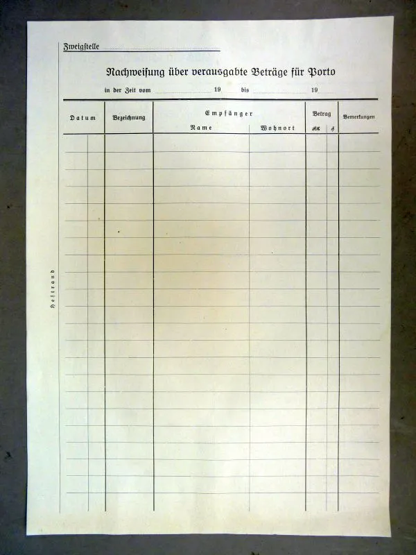 Document,,Nachweisung,, Reichsmark Periode