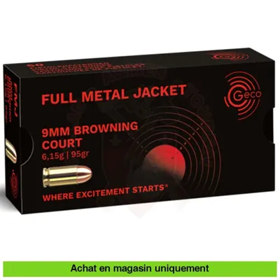 Boite de 50 Cartouches 9 mm Short 95 gr FMJ - Geco