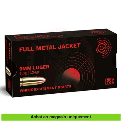 Boite de 50 Cartouches 9mm 124 gr FMJ - Geco