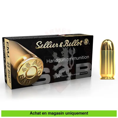 Boite de 50 Cartouches S&b 45 ACP 230 gr FMJ - Sellier & Bellot
