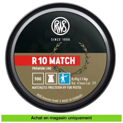 Boite de 500 Plombs R10 Match 4.51mm 0.45g - RWS