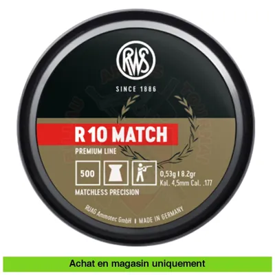 Boite de 500 Plombs R10 Match 4.51mm 0.53g - RWS