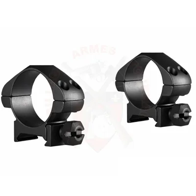 Paire de Colliers de Montage 30mm ACIER, Rail Picatinny, Bas - Hawke