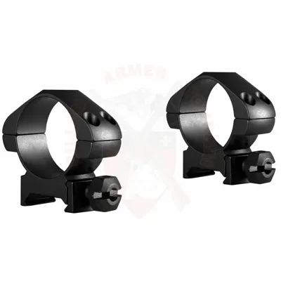 Paire de Colliers de Montage 30mm ACIER, Rail Picatinny, Medium - Hawke