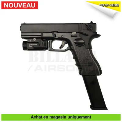 Glock 18C + Lampe + Chargeur Long + Holster - WE Airsoft