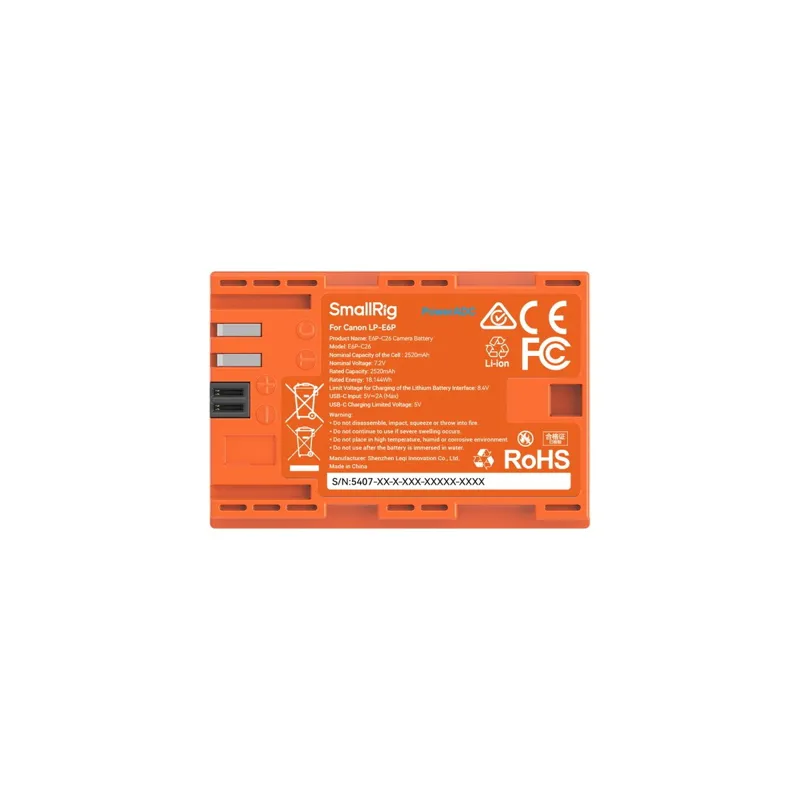 SmallRig 5407 Camera Battery for Canon LP-E6P · Naranja