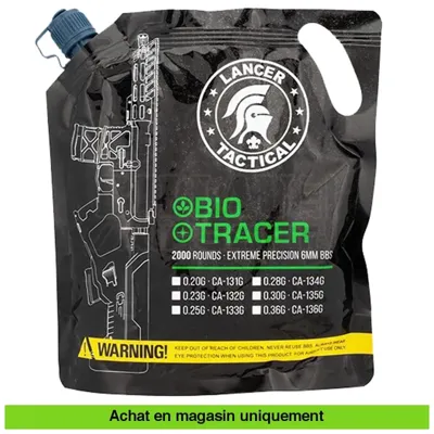 Sac de 2000 Billes 0.25g Bio Traçantes Vertes - Lancer Tactical