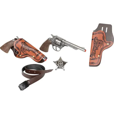Wild West Metal Cap Gun 2 Pack Set - 8 Shot - Gonher