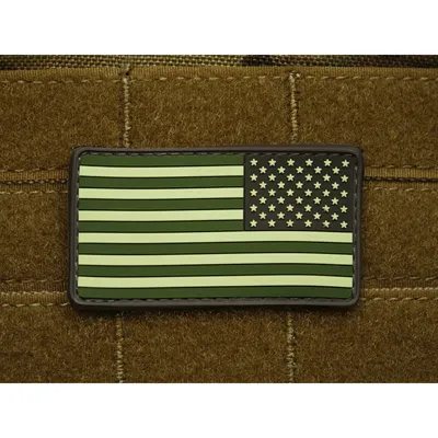 3D Rubber American Flag Patch Reversed - Forest - JTG