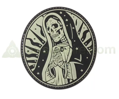 3D Rubber Santa Muerte Patch - Glow in Dark - JTG