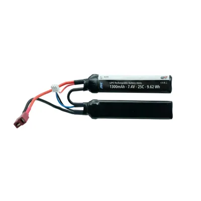 7.4V 1300mAh 25C LIPO Battery - Sticks - Deans (T-Plug) - ASG