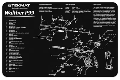 Walther P99 Exploded Work Mat - TekMat