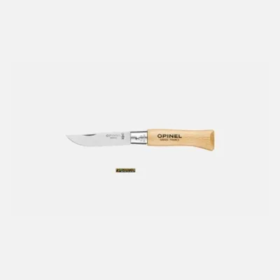 N°04 Inox — Coltello Pieghevole Lama 5 cm, Manico Faggio - Opinel