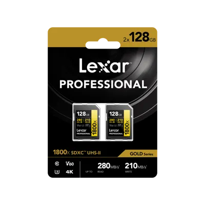 Sd Pro Series Uhs-Ii 1800x 128GB V60 – 2PACK - Lexar