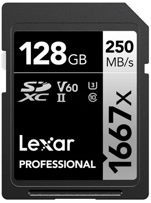 SD Pro Series Uhs-Ii 1667x 128GB V60 - Lexar