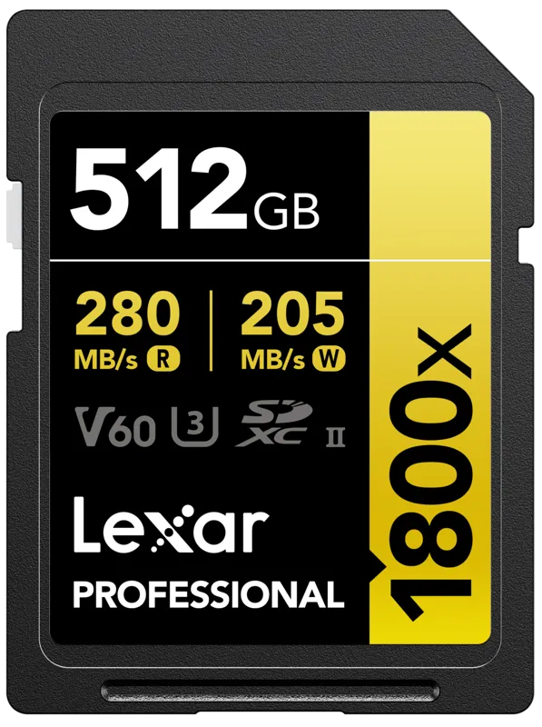 Lexar SD Pro Series Uhs-Ii 1800x 512GB V60 · Oro