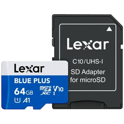 MicroSDXC Plus Uhs-I 64GB V30 Read 100MB/S with SD Adapter - Lexar