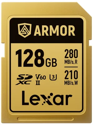 SDXC Pro Series ARMOR Uhs-Ii 128GB V60 IP68 Stainless Steel R280/W210MB/S - Lexar