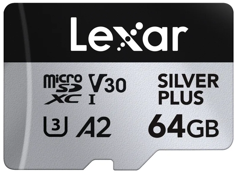 Lexar MicroSDXC Plus UHS-1 64GB V30 R205/W100MB/S · Plata