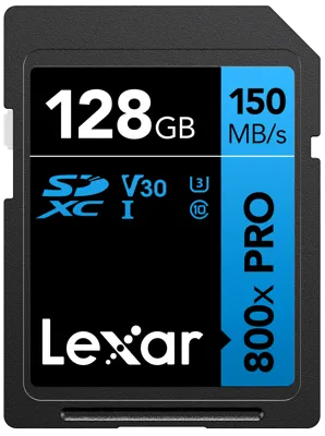 SDXC 800x Pro Series 128GB UHS-1 V30 – Read 150MB/S - Lexar