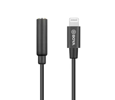 BY-K3 3.5mm Female TRRS to Male Lightning Adapter Cable - Boya