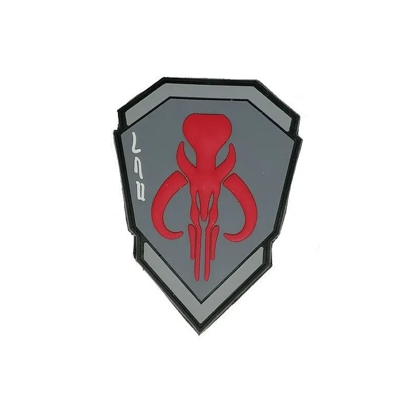 Patch 3D PVC Mandalorian Bounty Hunter - Cinza / Vermelho