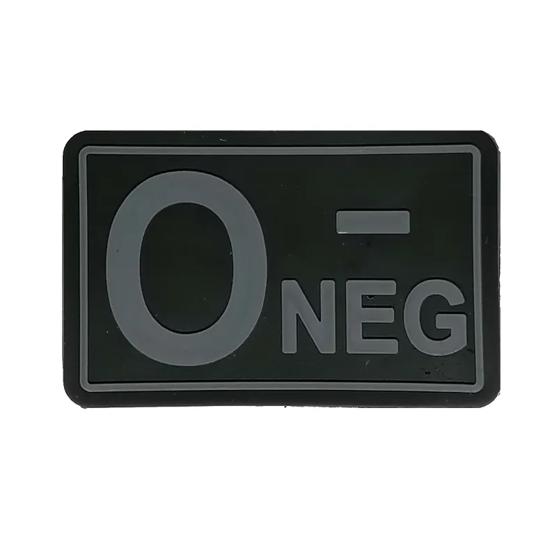 Patch 3D PVC Blood Type o- Negative · Negro