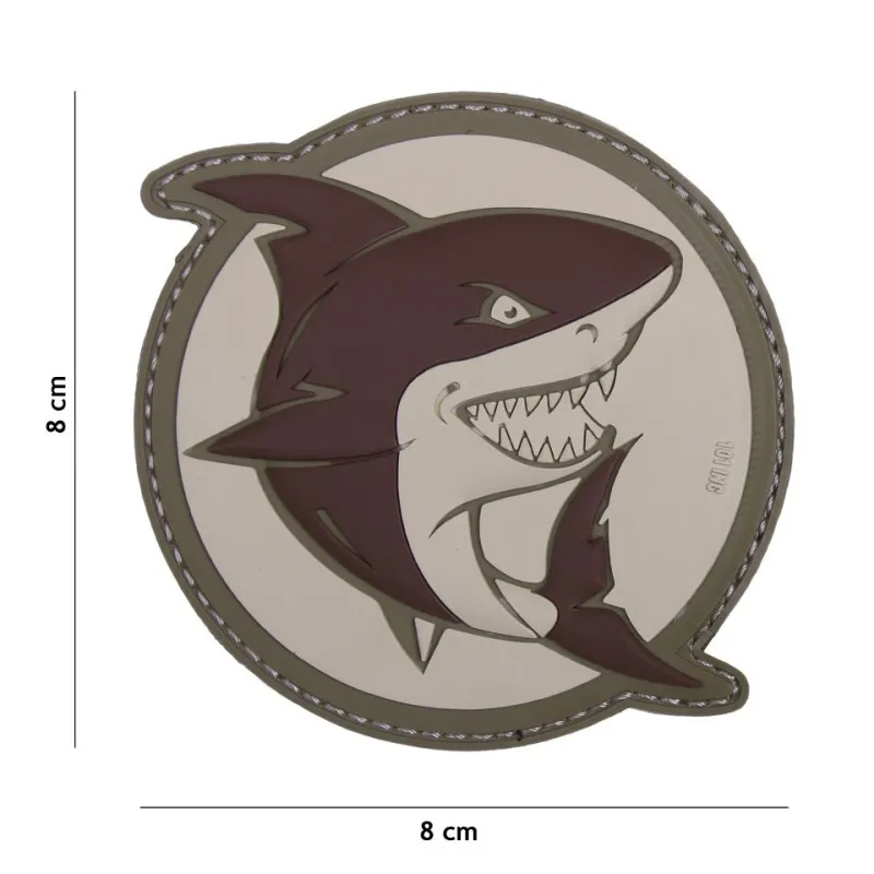 101 Inc Patch 3D PVC Attacking Shark - Castanho
