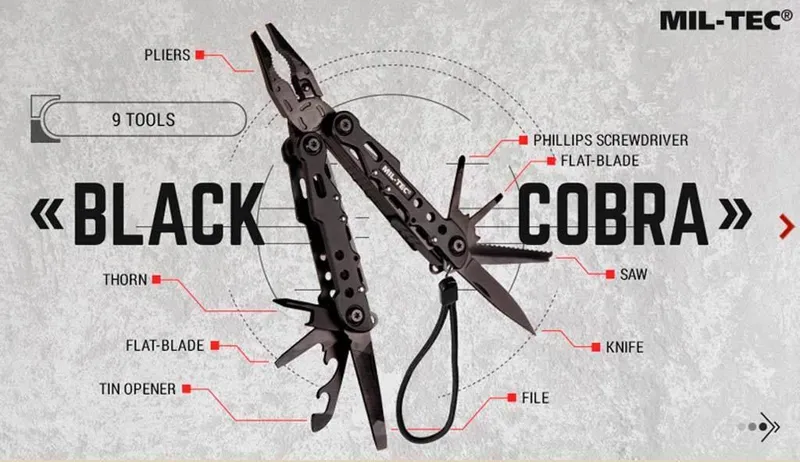 Mil-Tec Alicates Multiusos Cobra · Negro