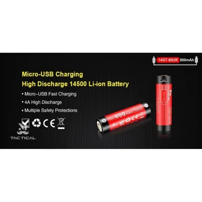 Batteria Ricaricabile Aa 3,7 V 800 mAh - Micro USB - Altri marchi