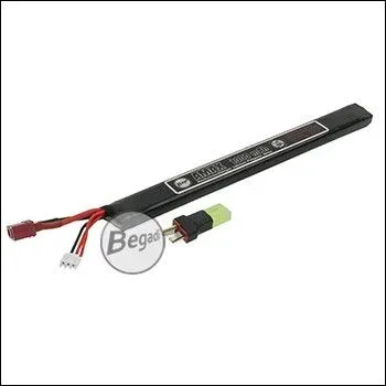 "AMAX" LIPO Akku 7,4V 1300mAh 25C Slim / AK Single Stick Mit Dean & Adapter Auf Mini TAM -Weiß - BEGADI
