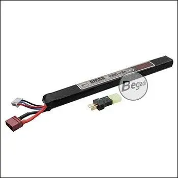 "AMAX" LIPO Akku 11,1V 1300mAh 25C Slim / AK Single Stick Mit Dean & Adapter Auf Mini TAM - BEGADI
