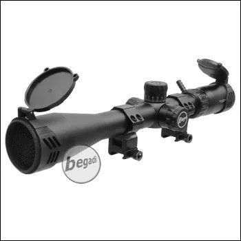 SharpAim Zielfernrohr 6-24 x 44 SF Inkl. Sonnenblende, Killflash, FlipUp Covers & Montage - BEGADI